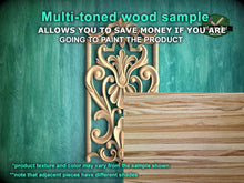 Load image into Gallery viewer, Rectangular Baroque Wooden Panel with Fleur-de-Lis Accent, Carved Wood Onlay, 1pc, Unpainted, Furniture Carving, Wood Onlay