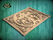 Load image into Gallery viewer, Carved Wooden Cross Panel, Religious Wall Art, Wooden Panel, 1pc, Unpainted, Furniture Carving, Architectural Woodwork