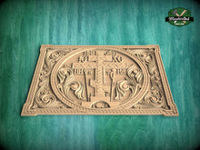 Load image into Gallery viewer, Carved Wooden Cross Panel, Religious Wall Art, Wooden Panel, 1pc, Unpainted, Furniture Carving, Architectural Woodwork
