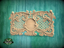 Load image into Gallery viewer, Carved Wooden Lattice Panel, Classical Design Element, Carved Wood Onlay, 1pc, Unpainted, Furniture Carving, Wood Onlay