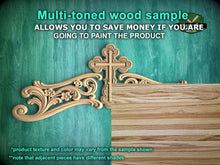 Load image into Gallery viewer, Divine Grace Cross - Wooden carved Onlay, Unpainted, 1pc, Home Wall Embellishments, Furniture Carving, Ornamental Woodwork