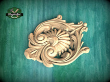 Load image into Gallery viewer, Sunburst Central Wooden Onlay with Elegant Scrollwork, 1 pc, Unpainted, Home Wall Embellishments, wooden trims