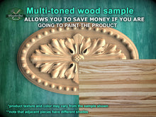 Load image into Gallery viewer, Classic Floral Carved Wooden Rosette with Beaded Edge, 1pc, Unpainted, Carved Onlay, Wooden Rosette, Applique furniture decor