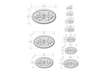 Load image into Gallery viewer, Classic Floral Carved Wooden Rosette with Beaded Edge, 1pc, Unpainted, Carved Onlay, Wooden Rosette, Applique furniture decor