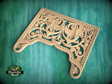 Load image into Gallery viewer, Baroque Inspired Central Carved Wood Panel with Acanthus Leaves, 1pc, Unpainted, carved decoration of wood, wooden onlay