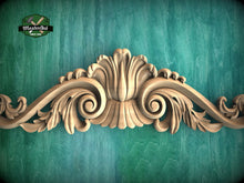 Load image into Gallery viewer, Traditional Acanthus Sweep Wooden Decorative Onlay, Wooden Carved Horizontal Furniture Applique Onlay, 1pc, Unfinished, Furniture Carving