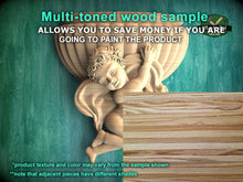 Load image into Gallery viewer, Cherubic Embrace - Wood Carved Onlay, 1pc, Angel with wings, Carved Angel, religion decor, carved decoration of wood, wooden onlay