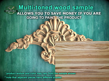 Load image into Gallery viewer, Floral Wood Applique with Rose Design -Vintage-Style Onlay, 1pc, Unpainted, Furniture Carving, Wood Onlay