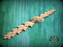 Load image into Gallery viewer, Classic Carved Wood Oak Leaf Applique - Horizontal Trim Accent, 1pc, Unfinished, Home Wall Embellishments, Furniture Carving, Wood Onlay