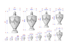 Load image into Gallery viewer, Classic Carved Urn Wood Applique - Elegant Vase Onlay, 1 pc, Unpainted, Home Wall Embellishments, Furniture Carving, Wood Onlays