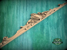 Load image into Gallery viewer, Personalized Horizontal Wood Applique With Floral Motif, 1 pc, Unpainted, carved decoration of wood, wooden onlay