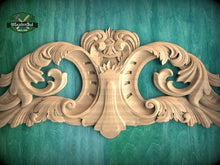 Load image into Gallery viewer, Regal Acanthus Wood Onlay, Classical Leaf Carved Overlay, Furniture Carving, Wood Onlay, 1pc, Unpainted
