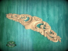 Load image into Gallery viewer, Regal Acanthus Wood Onlay, Classical Leaf Carved Overlay, Furniture Carving, Wood Onlay, 1pc, Unpainted