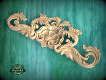 Load image into Gallery viewer, Acanthus Elegance Wood Onlay, Timeless Floral Wood Carving, Unpainted, 1pc, Home Wall Embellishments, Furniture Carving, Ornamental Woodwork