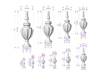 Load image into Gallery viewer, Elegant Carved Wood Finial Onlay, Vertical Urn Motif Wood Applique, Furniture Carving, Wood Onlay, 1pc, Unpainted