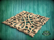 Load image into Gallery viewer, Square Lattice Wood Rosette, Classic Scrollwork Wood Panel, 1pc, Home Wall Embellishments, Furniture Carving, Wood Onlay, Unpainted