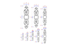 Load image into Gallery viewer, Decorative Wood Onlay Strip, Floral Scrollwork Applique, 1pc, Unpainted, vertical decor, carved decoration of wood, wooden onlay