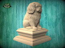 Load image into Gallery viewer, Pekingese Dog Wooden Finial – Carved Post Topper Dog Statue for Fence, Deck or Stair Post
