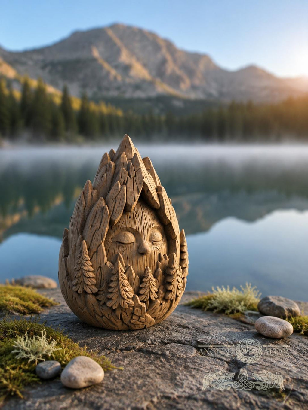 Mountain Sage Figurine, Carved Oak Forest Spirit, Wooden Mountain Decor, Nature Lover Gift, Woodland Guardian Statue