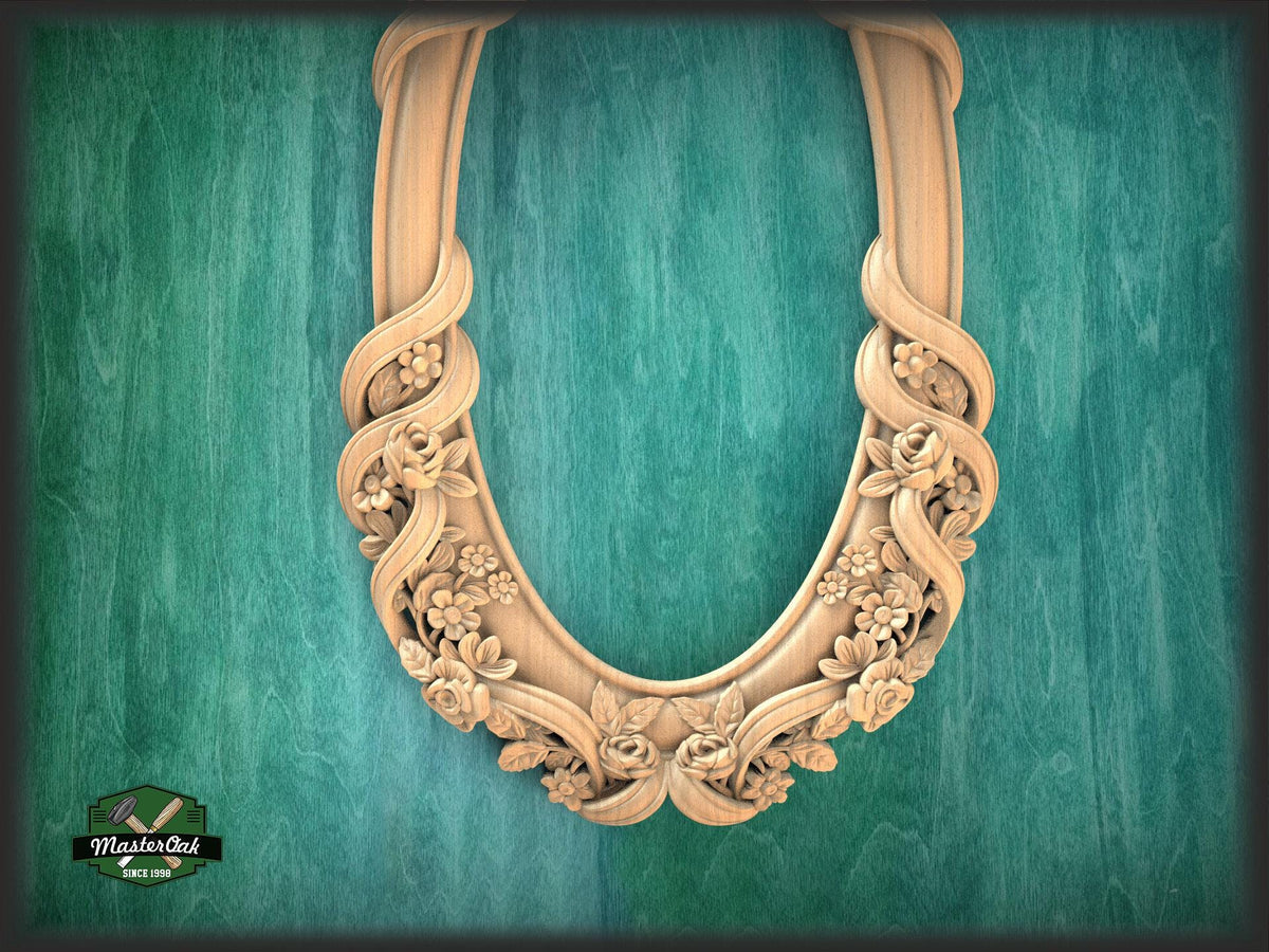 Large Ornate Oval Mirror Frame Carved Wood, Unpainted