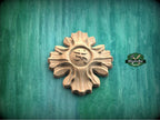 Personalized Radiant Sunburst: Wooden Rosette Onlay, Rosette Applique, Unpainted, 1pc, Home Wall Embellishments, Furniture Carving