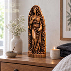 Persephone Goddess Statue, Wooden Queen of the Underworld Figurine, Pomegranate Altar Decor, Greek Mythology Gift