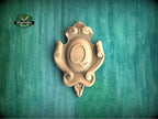 Personalized Noble Emblem: Ornate Wooden Cartouche Onlay, Unpainted, 1pc, Home Wall Embellishments, Furniture Carving