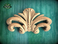 Symmetrical Wood Carved Onlay – Fluid Curves Architectural Accent, 1pc, Unpainted, Carved Onlay, Applique furniture decor, Central Onlay