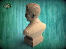 Load image into Gallery viewer, Nikola Tesla Bust, Hand-Finished Wood Sculpture | Inventor Decor
