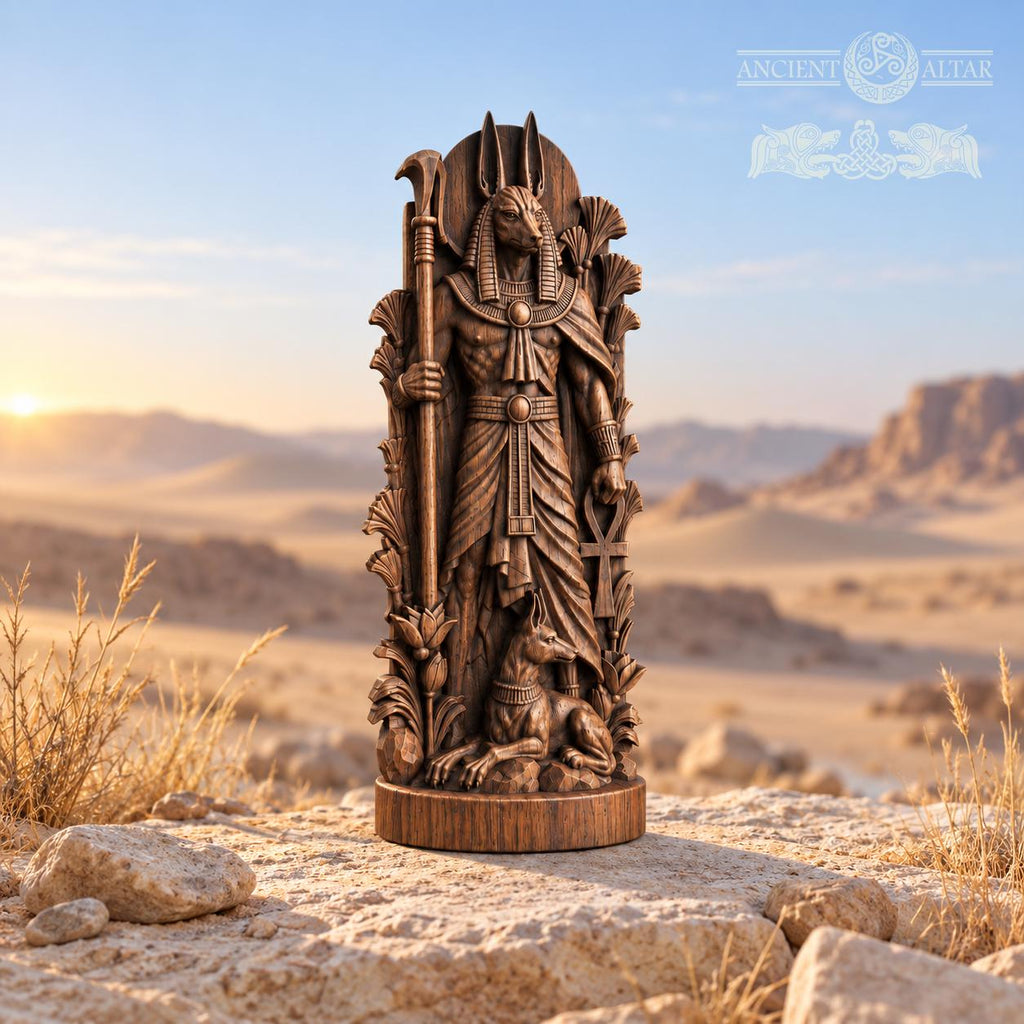 Carved Anubis Statue – Egyptian God of the Afterlife, Pagan Altar & Ancient Egypt Home Decor