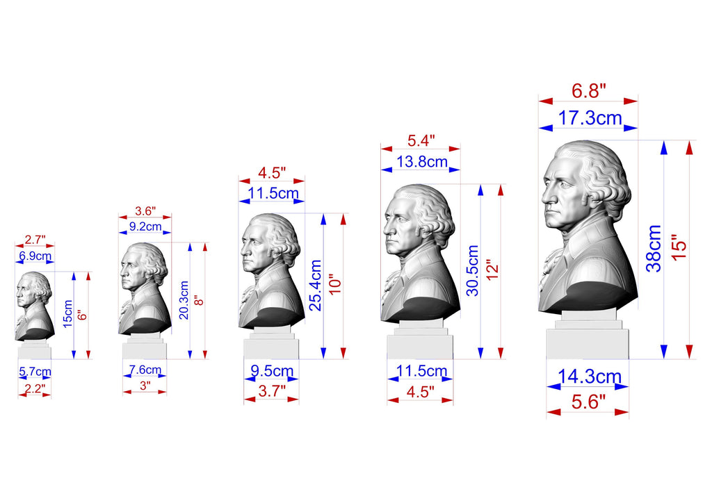 George Washington Bust, Hand-Finished Wood Sculpture | 1st President Decor