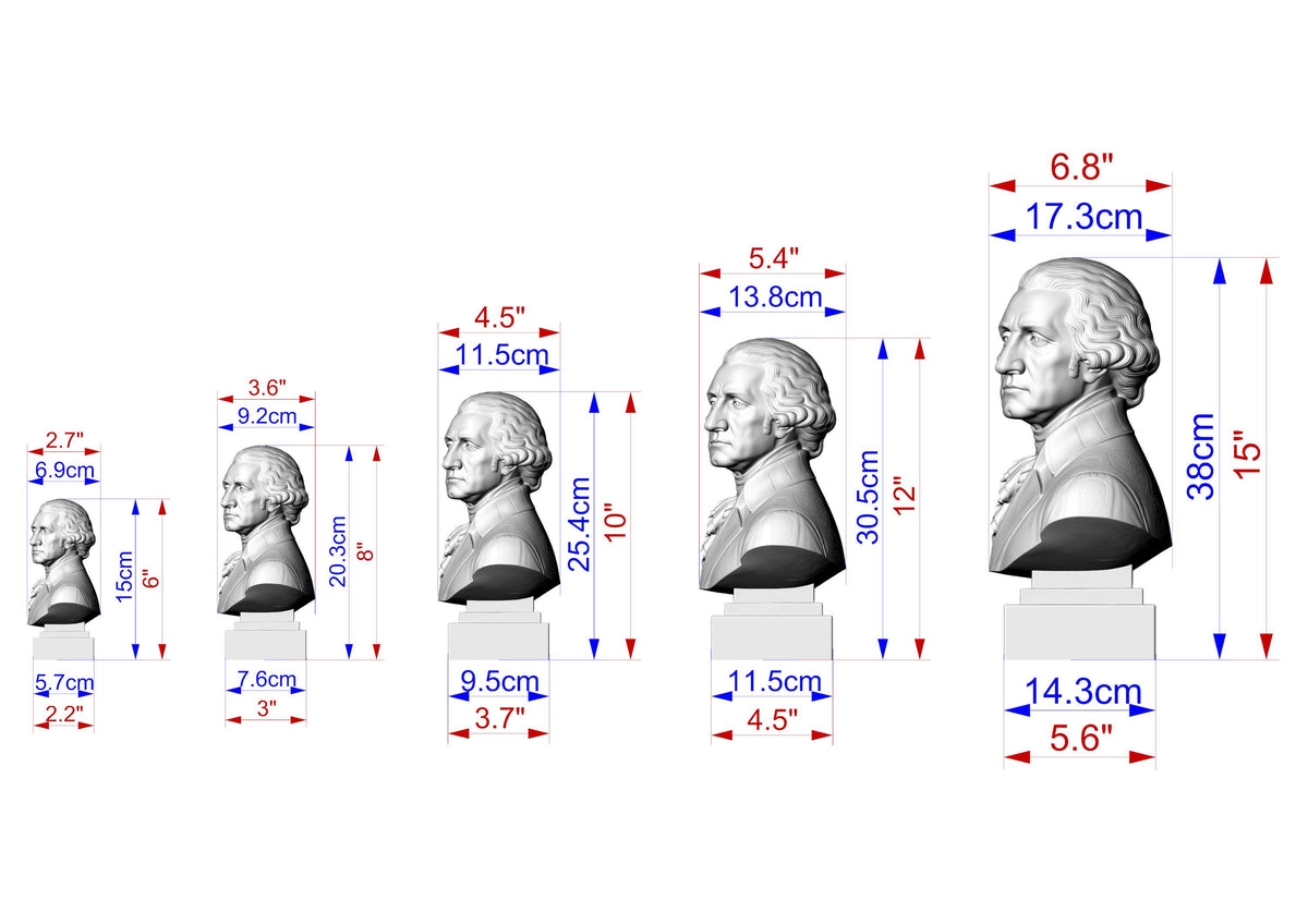 George Washington Bust, Hand-Finished Wood Sculpture | 1st President Decor