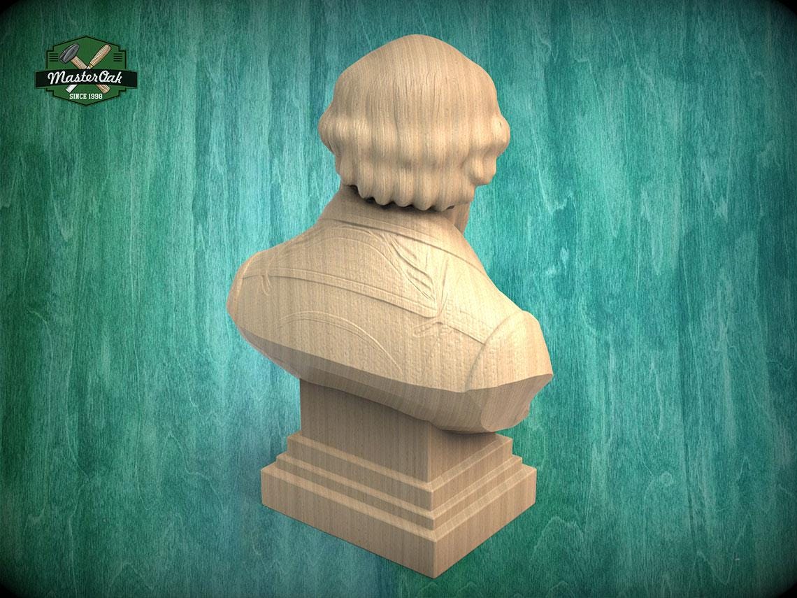 Charles Darwin Bust, Hand-Finished Wood Sculpture | Biology & Science Decor
