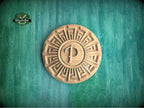 Personalized Carved Rosette - Greek Key Design in Natural Wood, 1pc, Unpainted, Home Wall Decor, Wooden Trim, Wood Art Decor