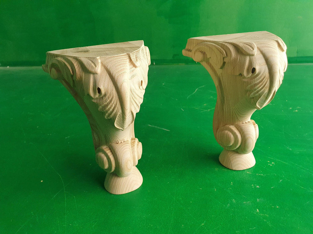 Pair of Short Carved Legs, Set 2pc, classic style legs