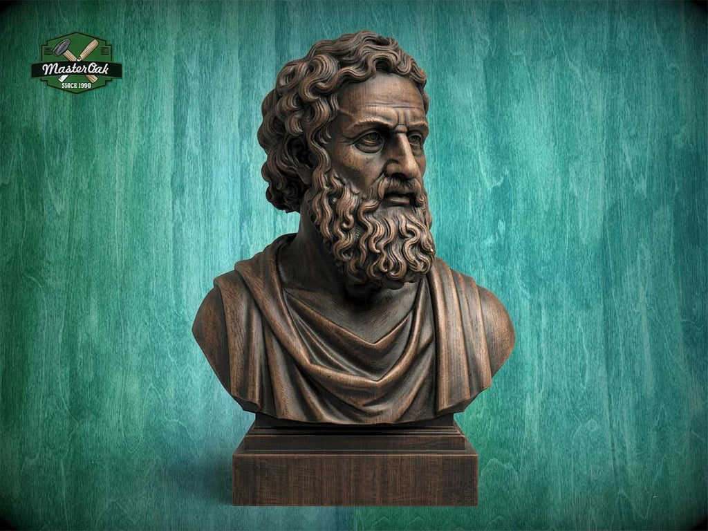 Plato Bust, Hand-Finished Wood Sculpture | Greek Philosophy Decor