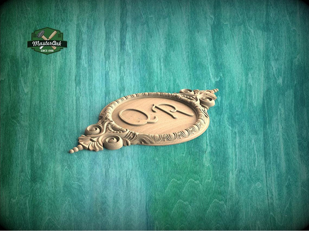 Personalized Medallion Wood Onlay - Classic Central Applique Decor, 1 pc, Unpainted, Home Wall Embellishments, wood wall art decor