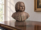 Johann Sebastian Bach Bust, Hand-Finished Wood Sculpture | Baroque Composer Decor