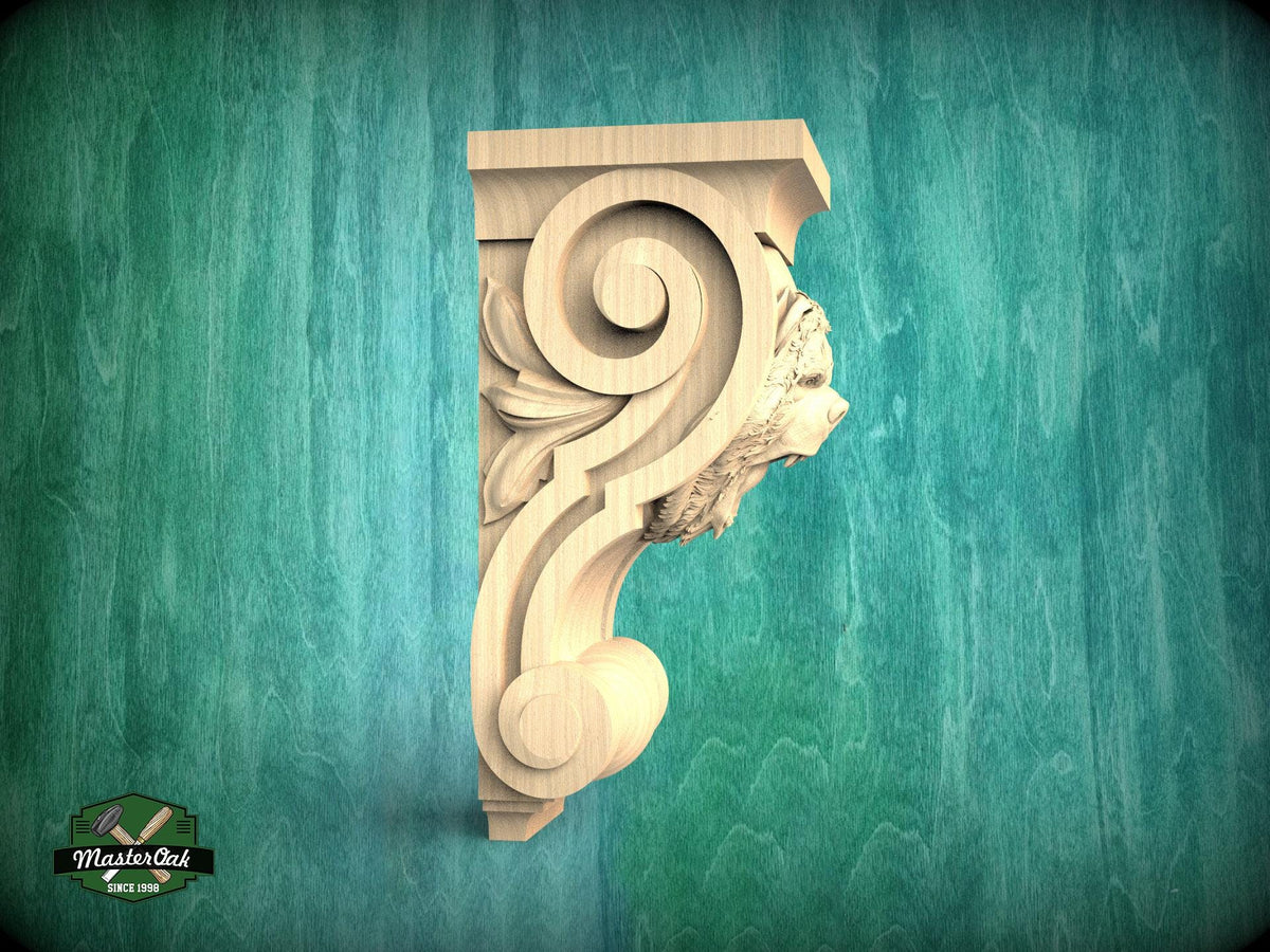 Corbel Angry Bear made of wood, Unpainted, Decorative Carved Wooden Corbel, 1pc, Home Wall Embellishments, wood onlays, wood wall art decor
