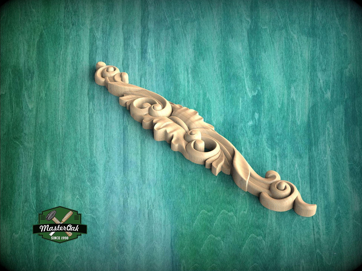 a carved wooden handle on a green background