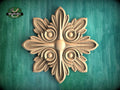 Ornate Leaf Medallion: Wooden Rosette Onlay, 1 piece, Unpainted, Home Wall Embellishments, Round Wooden Trims, Wood Wall Art Decor