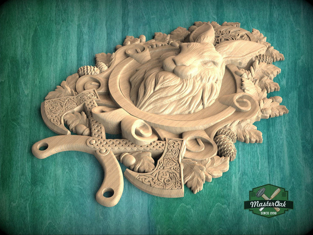 Carved Hare Wall Decor – Forest Spirit Wooden Plaque, Rustic Woodland Animal Art
