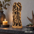 Hooded Odin Wooden Statue with Ravens, Norse Wanderer Figurine, Wotan Viking Sculpture, Pagan Altar Decor, Gungnir Gift