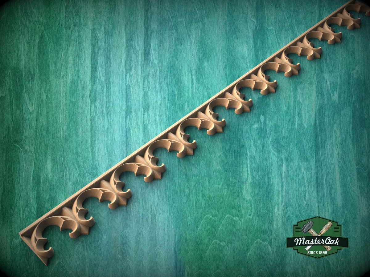 Gothic Ornamental Wood Trim Molding | Carved and Hand-Finished Applique | Furniture or Frame Decor
