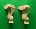 Pair of Short Carved Legs, Set 2pc, classic style legs