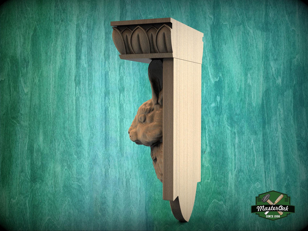 Carved Wooden Rabbit Corbel, Rustic Bunny Shelf Support