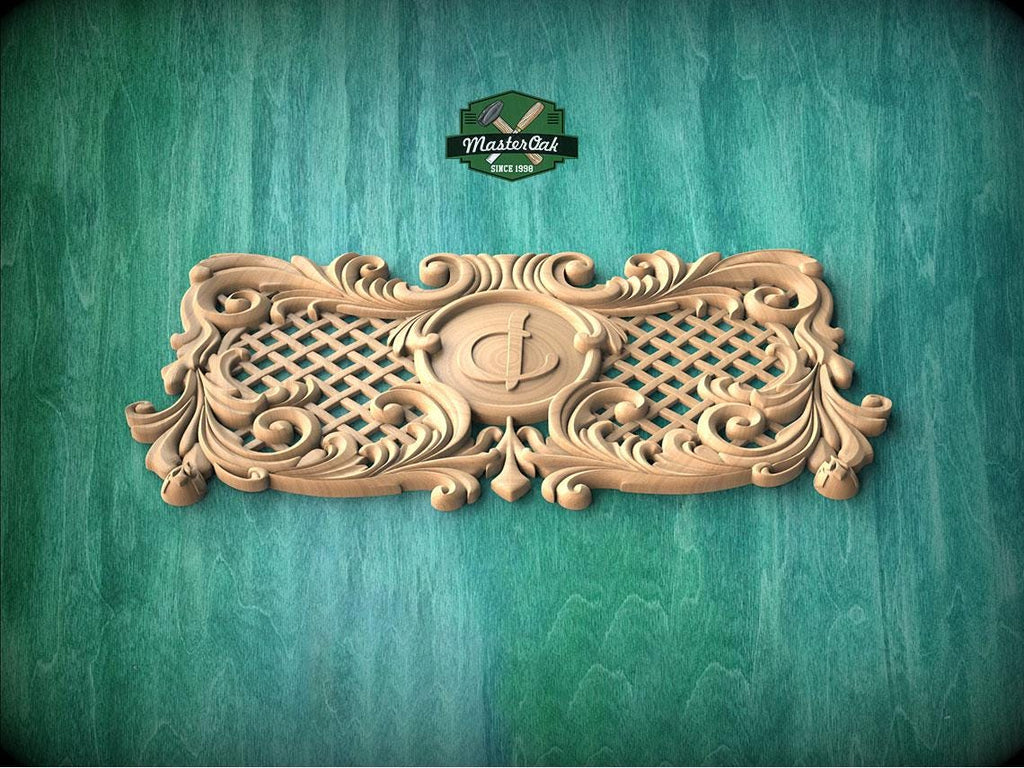 Personalized Carved Wooden Lattice Panel, Classical Design Element, Carved Wood Onlay, 1pc, Unpainted, Furniture Carving, Wood Onlay