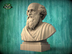 Archimedes Bust, Hand-Finished Wood Sculpture | Science History Gift for Office Library Decor