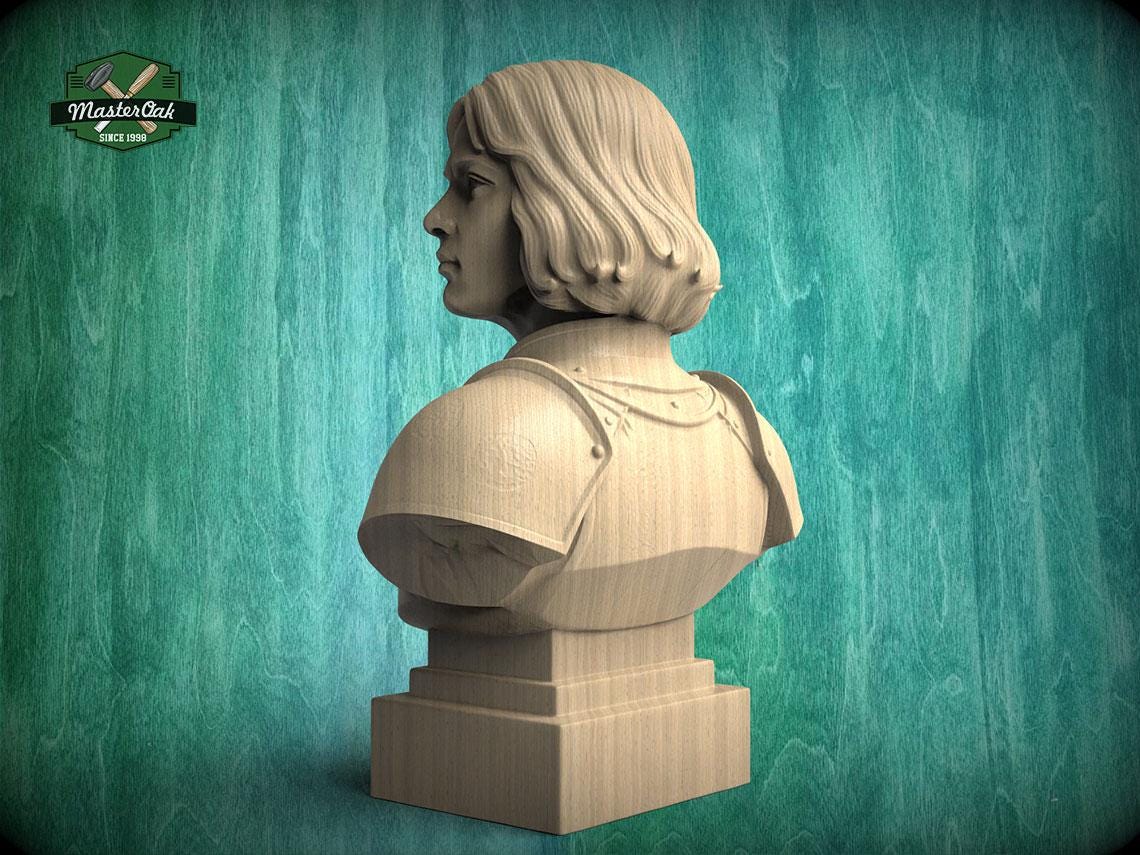 Joan of Arc Bust, Hand-Finished Wood Sculpture | Gift for Strong Women