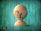 Wooden Round Newel Cap with Acanthus Carving – Finial Post Cap for Staircase